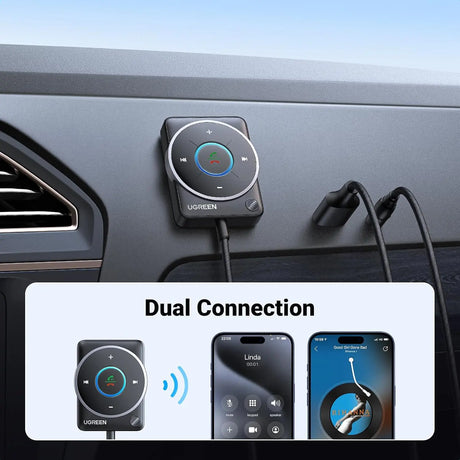 UGREEN 2024 Latest Bluetooth 5.4 Aux Car Adapter, [Enhanced Connection & Noise Cancellation], Bluetooth Aux Receiver with Nylon Braided Cable, Plug & Play for Car Music/Hands-Free Calls/Stereo Audio (35002) - Ugreen India