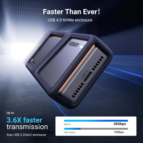 UGREEN 40Gbps M.2 NVMe Enclosure with Cooling Fan, Anti-Drop SSD Enclosure for MacBook, Aluminum M.2 Enclosure Support M/B+M Key Size 2280/2260/2242/2230 Compatible with Thunderbolt 3/4/USB4/3.2/3.1 (15976) - Ugreen India