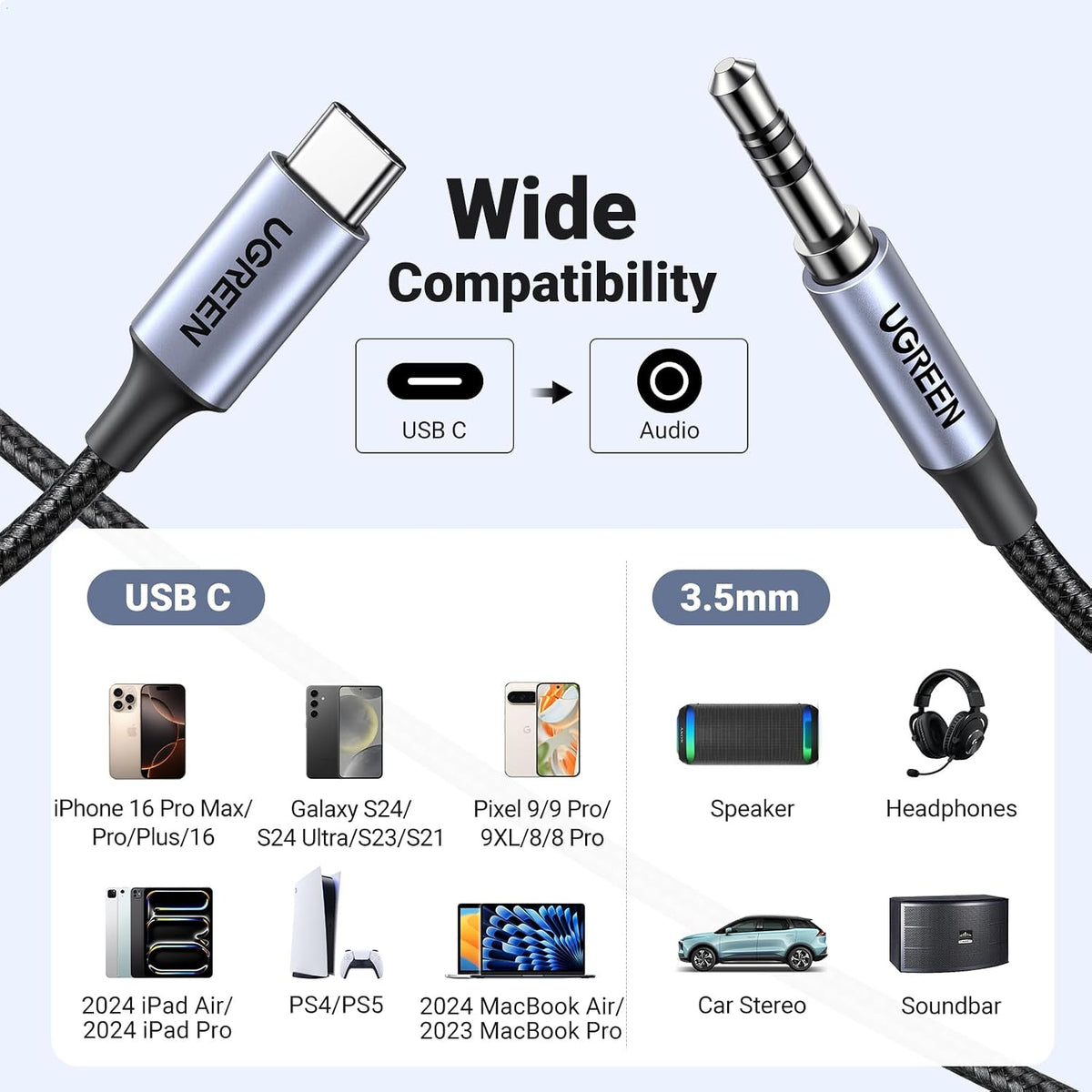 UGREEN USB-C to 3.5mm Aux Cable with DAC, 1m - image 8