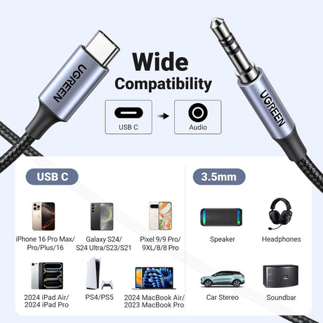 UGREEN USB-C to 3.5mm Aux Cable with DAC, 1m - image 8