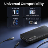 UGREEN 10000mAh Power Bank, 20W PD & QC3.0 Two-Way Fast Charging Portable Charger with USB-C Input/Output and Dual USB-A Ports, Slim External Battery Pack for iPhone, Samsung, Pixel & More – Black, IN Version (25742)