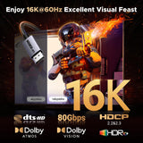 UGREEN 55568 2m DisplayPort 2.1 cable, 16K60 80Gbps, 16K 60Hz excellent visual feast