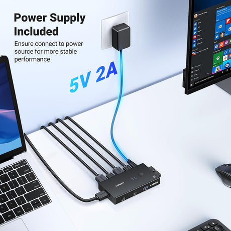 UGREEN 45452 KVM switch with included 5V 2A power supply