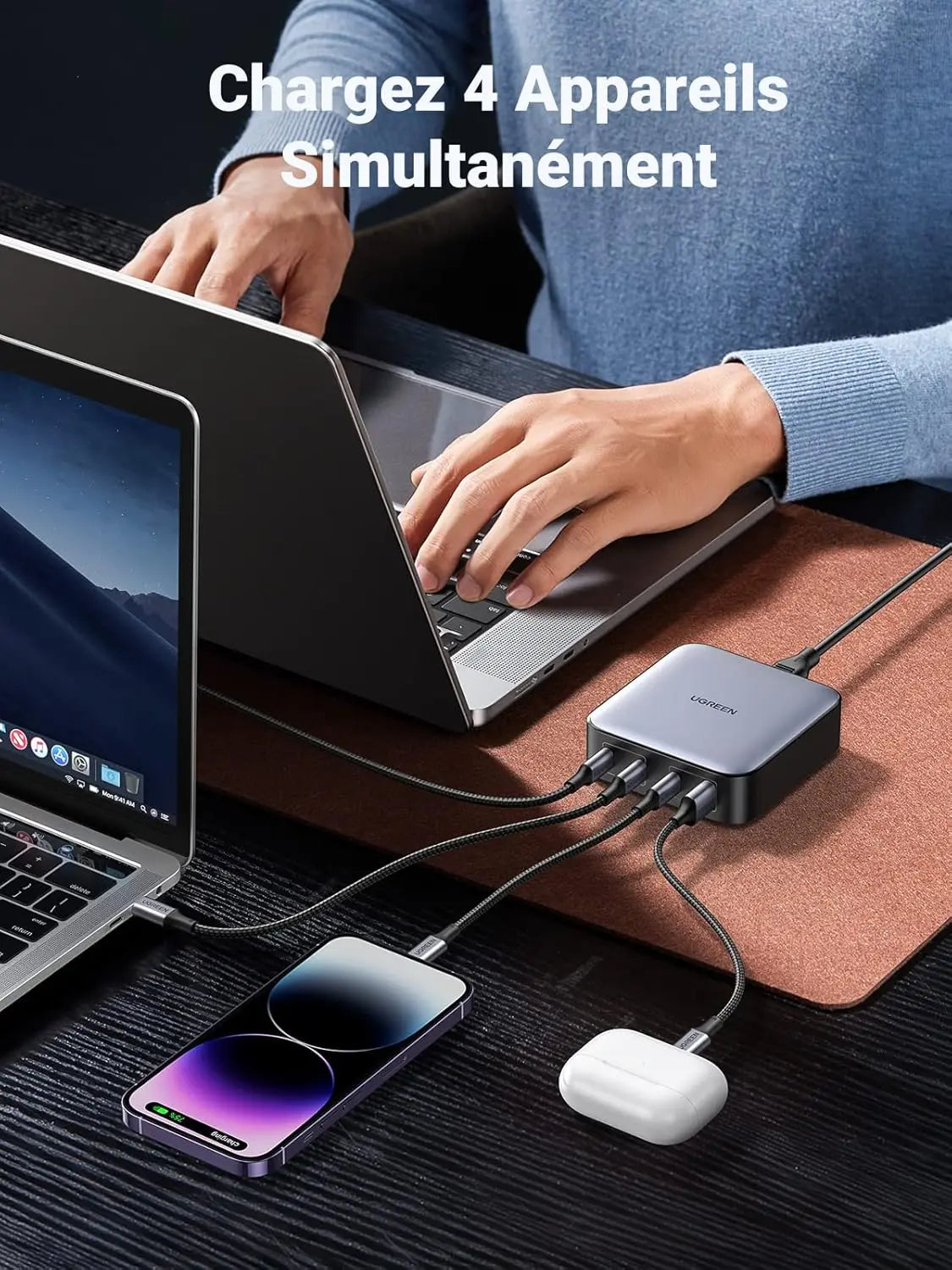 UGREEN Nexode 100W USB-C Charger 4-Port EU GaN II Fast Charger Desktop Laptop MacBook iPhone iPad Galaxy Steam Deck 90928