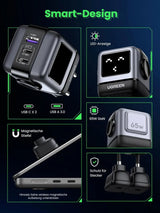 UGREEN Nexode RobotGaN 65W USB C Charger GaN Fast Wall Charger 3 Port 2x USB C 1x USB A iPhone 15 MacBook Galaxy (25685B)