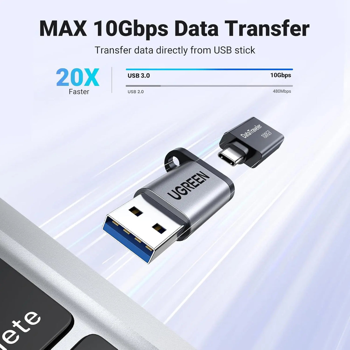 UGREEN 10Gbps USB C to USB A Adapter Type A Male C Female Fast Charge Data Transfer iPhone 16 15 MacBook iPad Galaxy (50533)