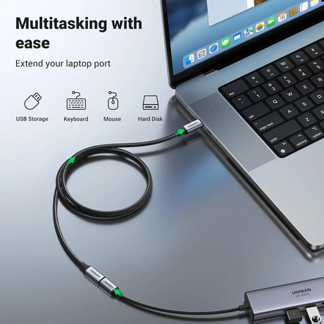 UGREEN 3.3Ft/1M USB C Extension Cable, USB C 3.2 Nylon Braided Type C Male to Female Cord 100W 10Gbps Compatible with Steam Deck, Hubs, MacBook Mini 2023/Pro, iPad, etc.(30205) - Ugreen India