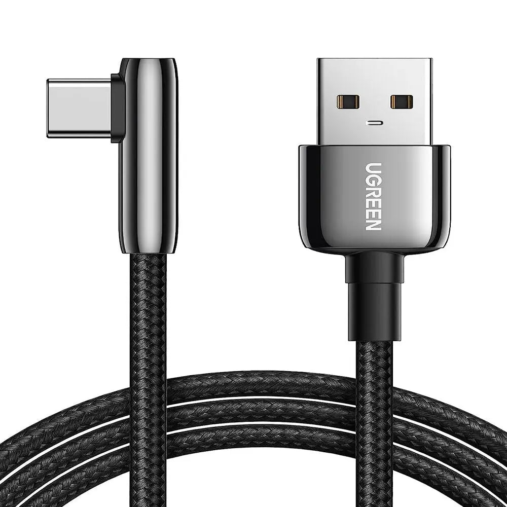 UGREEN USB A 2.0 to USB C Cable 1M Right Angle 90 Degree Braided Zinc Alloy Samsung Galaxy S10 S9 Note 9 Switch (70413)
