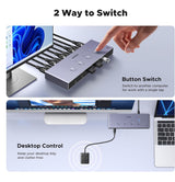 UGREEN 8K@60Hz HDMI KVM Switch for 4 Computers, HDMI 2.1, 4× USB 3.0 Ports (3× USB-A + 1× USB-C), Aluminum KVM, Desktop Controller, Includes 4 HDMI Cables + 4 USB Cables (55397)