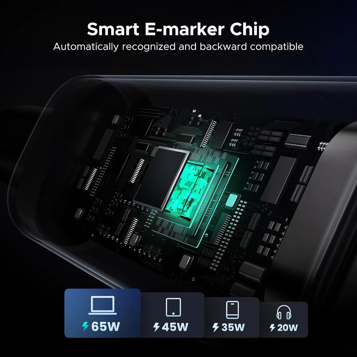 UGREEN UNO USB-C cable smart E-marker chip automatically recognized and backward compatible