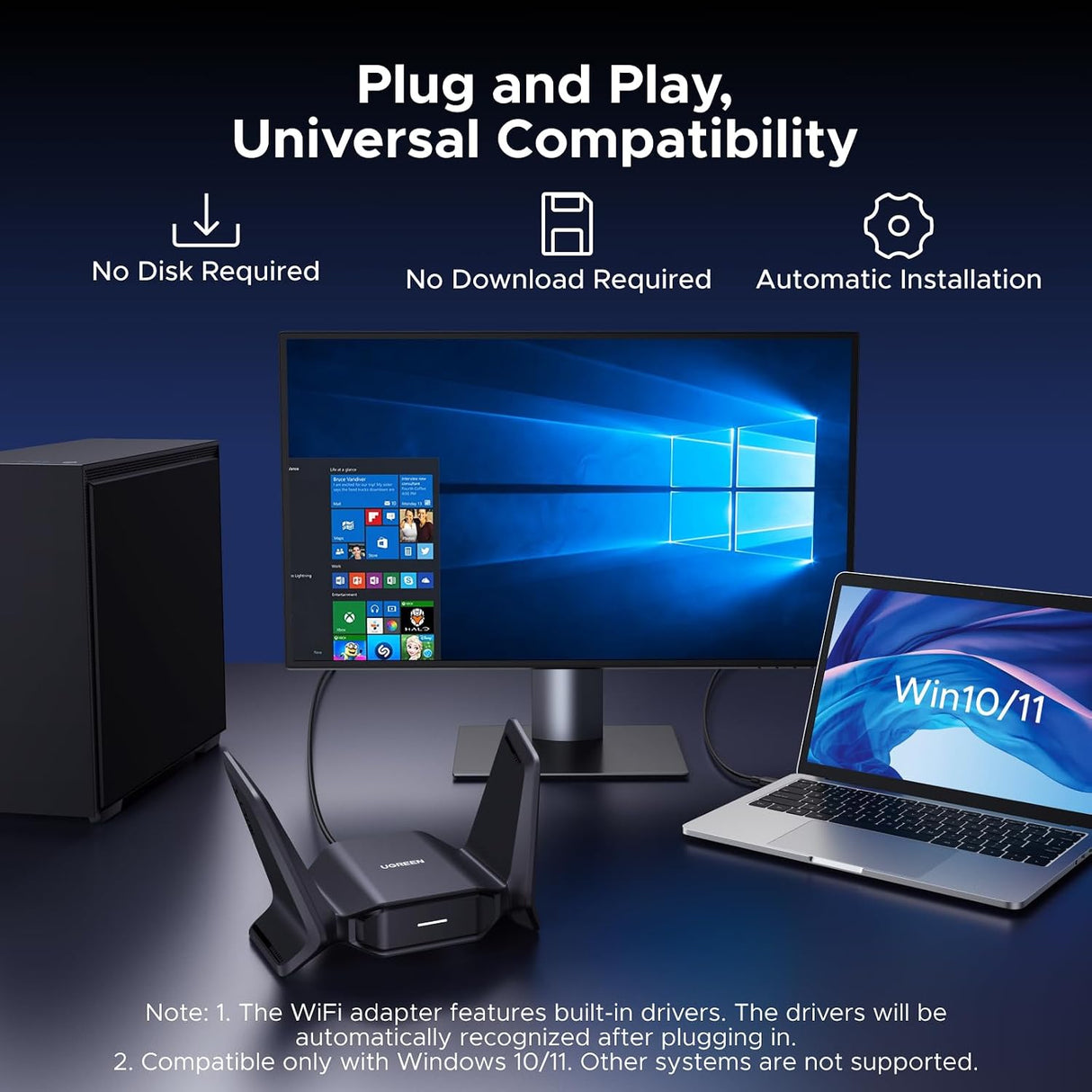 UGREEN CM995 BE6500 Wi-Fi 7 USB Adapter – Tri-Band 6GHz, MLO & WPA3 (65813)