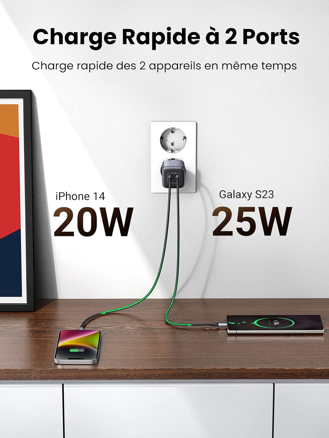 UGREEN 45W Nexode 2-Port USB C Charger GaN II Tech Galaxy S22 Ultra S21 MacBook Air iPhone 14 Pro Max Plus Wall (90573)