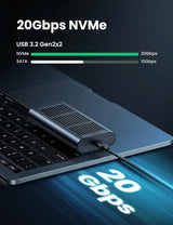 UGREEN USB-C M.2 NVMe SSD Enclosure 20Gbps USB 3.2 Gen 2x2 External Case M-Key M+B Key 2242 2260 2280 Tool-Free (80554)