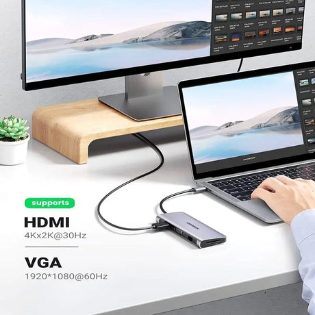 UGREEN 10 in 1 Usb C Docking Station With Ethernet, 4K USB C to HDMI, VGA, PD Power Delivery, 3*USB 3.0 Ports, USB C to 3.5mm, SD/TF Cards Reader for MacBook/Pro/Air and Type C Windows Laptops (80133) - Ugreen India UGREEN 10 in 1 Usb C Docking Station With Ethernet, 4K USB C to HDMI, VGA, PD Power Delivery, 3*USB 3.0 Ports, USB C to 3.5mm, SD/TF Cards Reader for MacBook/Pro/Air and Type C Windows Laptops (80133)