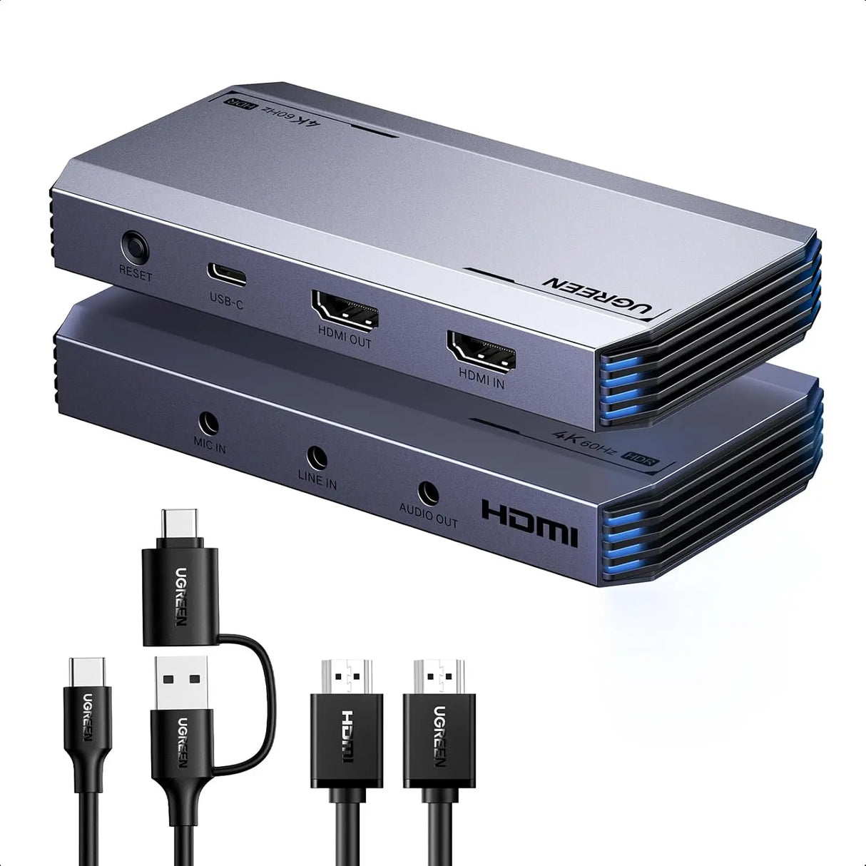 UGREEN 4K@60Hz Capture Card, Ultra HD HDMI Video Capture Card 1080P@240Hz USB 3.0 Ultra-Low Latency with VRR and HDR for Streaming, Gaming, Recording Compatible with iPad, Switch, PS5, Xbox, PC, Mac (25173) - Ugreen India