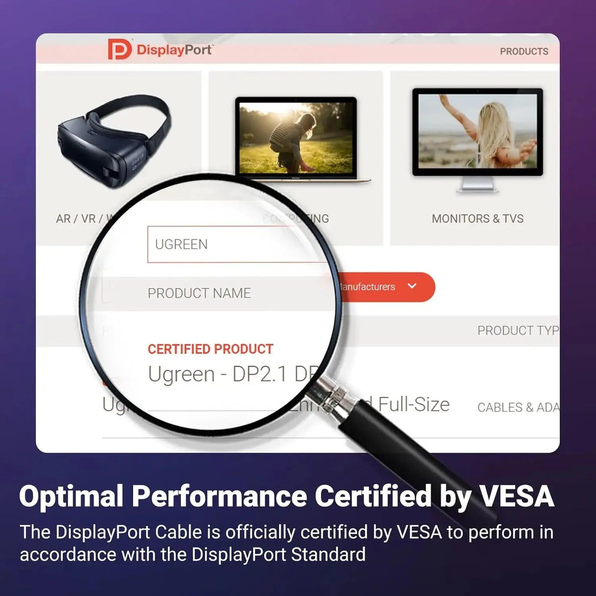 UGREEN 6Ft/2M DisplayPort Cable 2.1 [VESA Certified] DP2.0 40Gbps Support 16K@30Hz 8K@240Hz 4K@240Hz HDR, HDCP, DSC 1.2a, Braided Cord Compatible FreeSync G-Sync Video Card Monitor (15384) - Ugreen India