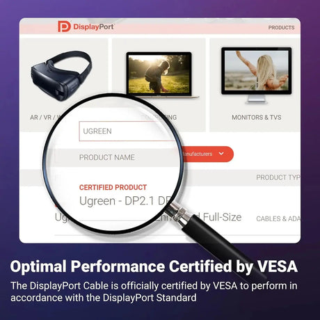 UGREEN 6Ft/2M DisplayPort Cable 2.1 [VESA Certified] DP2.0 40Gbps Support 16K@30Hz 8K@240Hz 4K@240Hz HDR, HDCP, DSC 1.2a, Braided Cord Compatible FreeSync G-Sync Video Card Monitor (15384) - Ugreen India