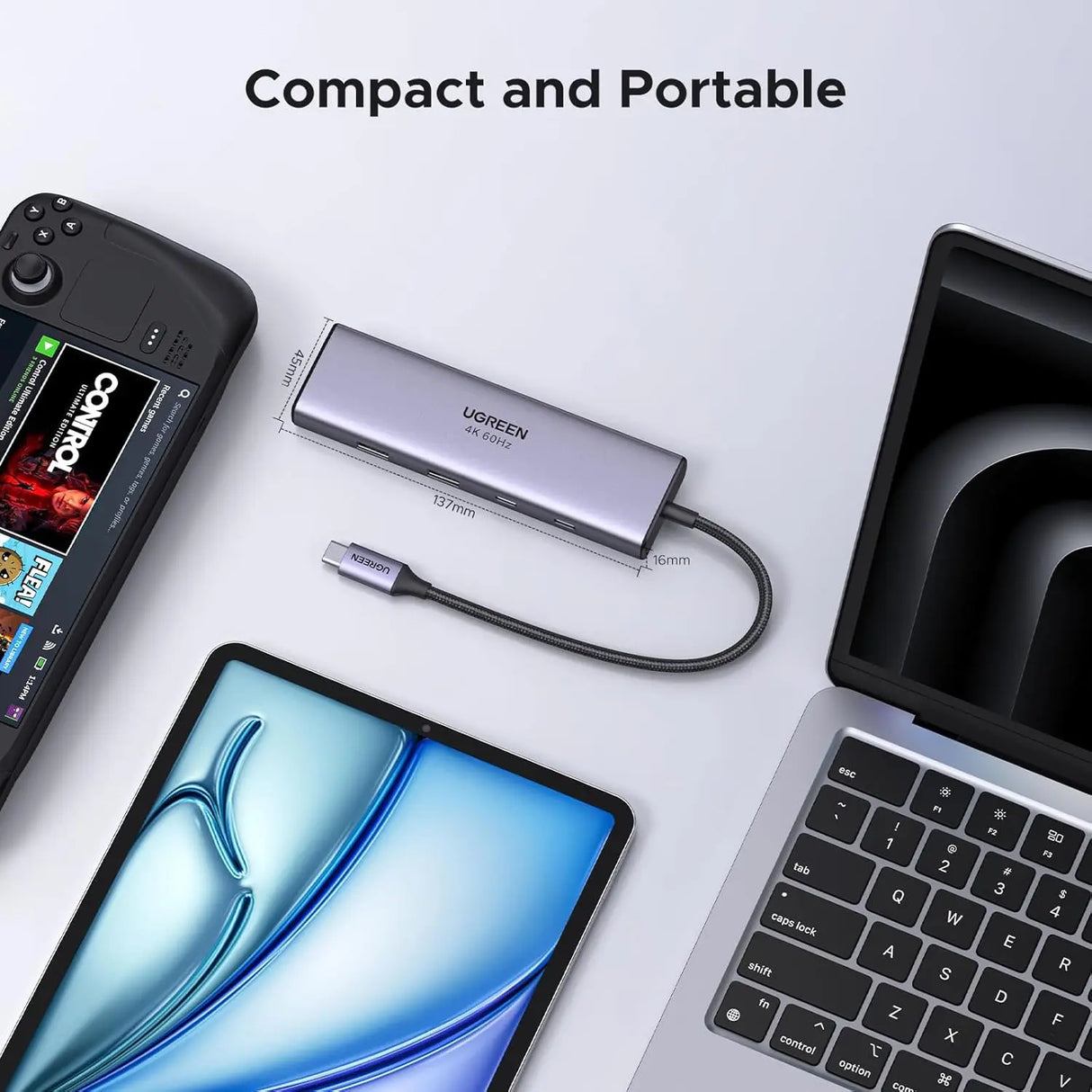 UGREEN 9-इन-1 USB C मल्टी फंक्शन डॉक 4K@60Hz HDMI, 5Gbps USB-C और USB-A डेटा पोर्ट, 1Gbps ईथरनेट, 100W PD, SD/TF कार्ड रीडर, MacBook Air/Pro, iPad Pro/Air, Dell XP और अन्य के लिए डॉकिंग स्टेशन के साथ (15375)