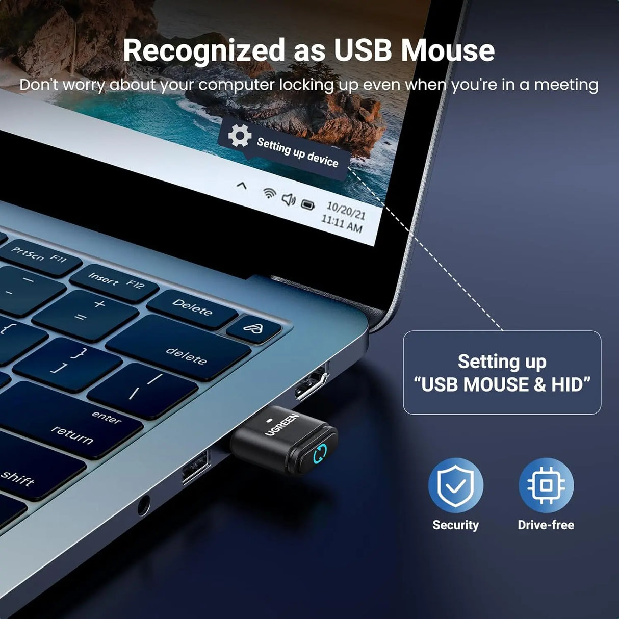 UGREEN Bluetooth 5.4 Adapter & Undetectable Mouse Jiggler, USB Bluetooth Dongle for Computer Laptop, USB Mouse Mover with Switch Button, Mouse Wiggler with 2 Jiggle Modes, Plug and Play (35994) - Ugreen India