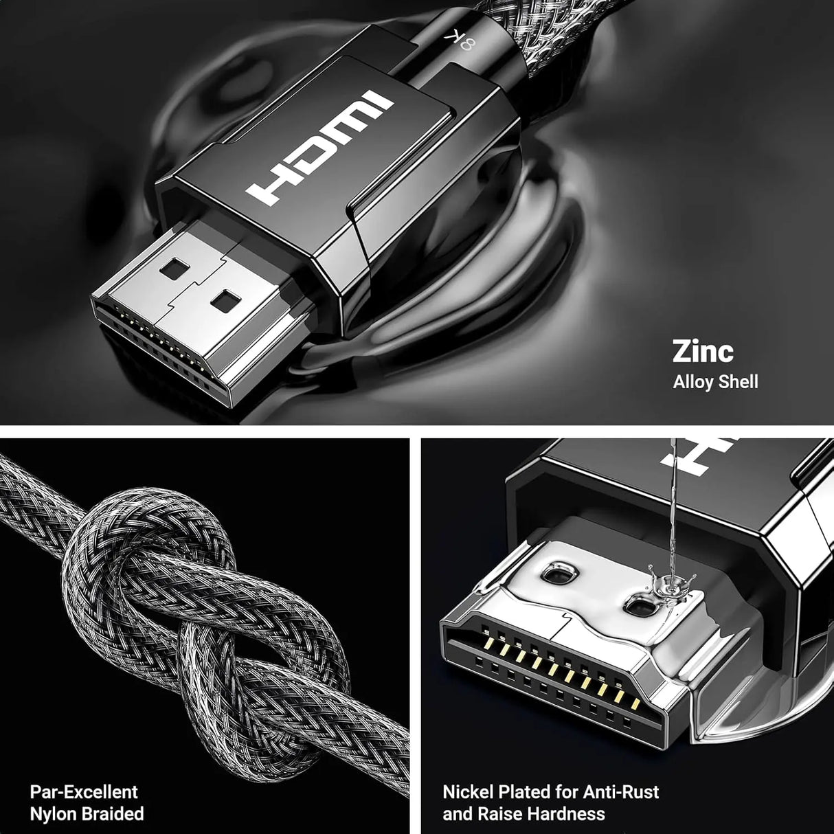UGREEN 3M 8K@60Hz HDMI 2.1 Ultra Certified Zinc Alloy Braided 48Gbps Dynamic HDR Dolby Vision eARC Xbox PS5 Nintendo Switch 80602