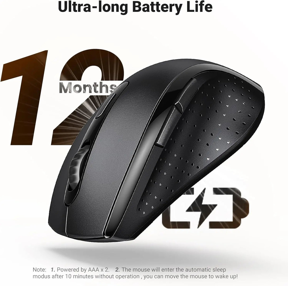 UGREEN 2.4G 1600 DPI 6 বোতামের ওয়্যারলেস মাউস ন্যানো রিসিভার সহ, পিসি, ল্যাপটপ, iMac, MacBook, Microsoft Pro, অফিস হোম, কালো (45012) এর জন্য 3টি সামঞ্জস্যযোগ্য DPI স্তর