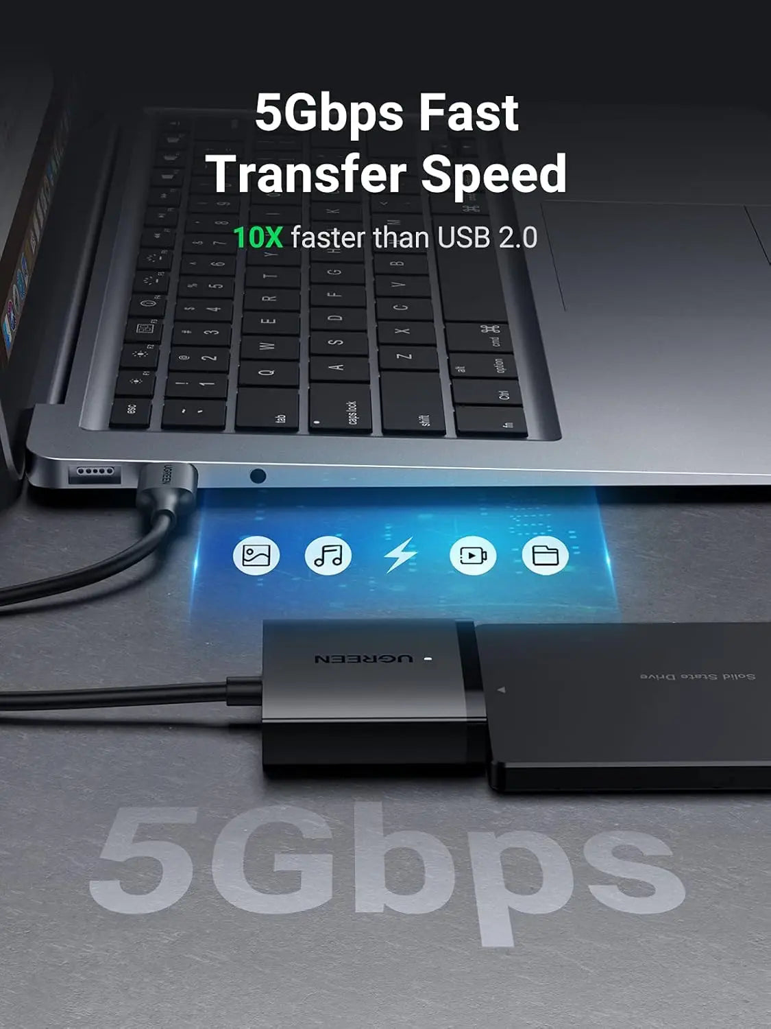 UGREEN SATA to USB 3.0 Adapter Cable UASP SATA III Converter 2.5" 3.5" Hard Drive HDD SSD External Disk 5Gbps (60561)