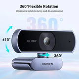 UGREEN USB वेबकैम, FHD 1080P/30fps माइक्रोफ़ोन के साथ PC वेबकैम के लिए, स्पष्ट स्टीरियो ऑडियो, ऑटो लाइट सुधार, लाइव स्ट्रीमिंग, वीडियो कॉलिंग, अध्ययन, सम्मेलन आदि के लिए 85° व्यू वेब कैम। (15728)
