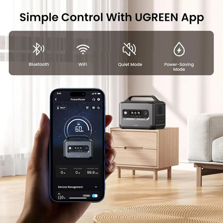 UGREEN PowerRoam 1200W Portable Power Station, 1024Wh Solar Generator, LiFePO4 Battery, 1.5H Fast Charging, 1200W AC Outlets, Generators for Outdoor Camping/Home Backup/RVs (Solar Panel Optional) 15054 - Ugreen India