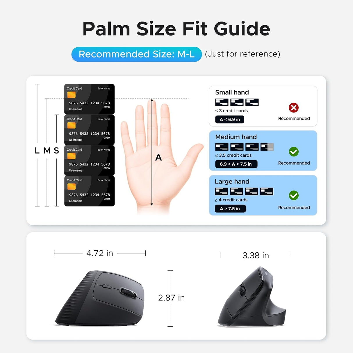 UGREEN Ergonomic Wireless Mouse, Bluetooth & 2.4G Wireless, Quiet Clicks (65042)