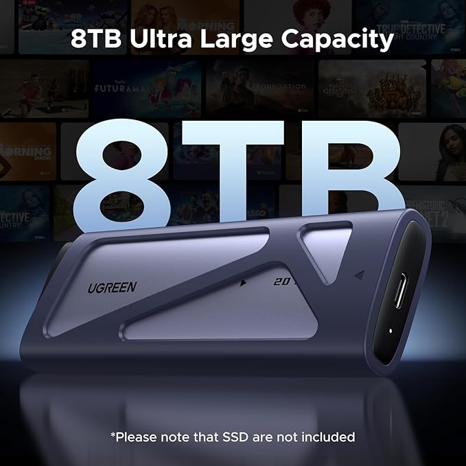 UGREEN M.2 NVMe SSD এনক্লোজার 20Gbps USB C 3.2 Gen 2 এক্সটার্নাল হার্ড ড্রাইভ কেস M Key B Key সামঞ্জস্যপূর্ণ স্টোরেজ (55150)