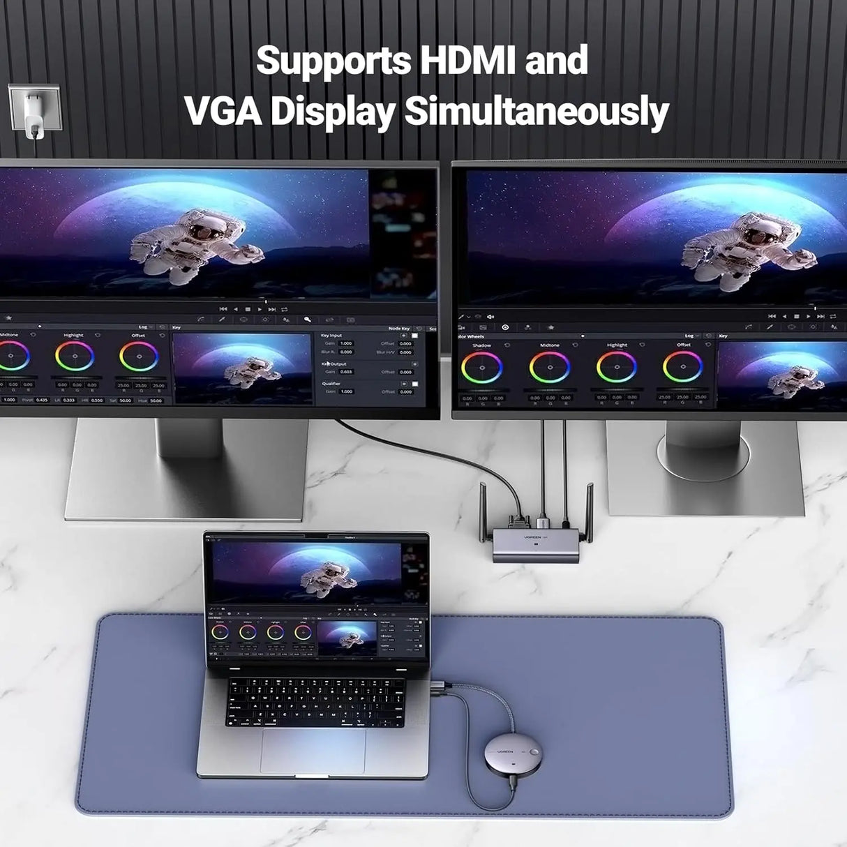 UGREEN 4K@30Hz 2.4G/5G वायरलेस HDMI ट्रांसमीटर और रिसीवर, एक क्लिक से कनेक्शन, 165FT/50M रेंज, लैपटॉप/PC/TV बॉक्स से मॉनिटर पर वीडियो और ऑडियो स्ट्रीम करने के लिए एक्सटेंडर (90909A) 