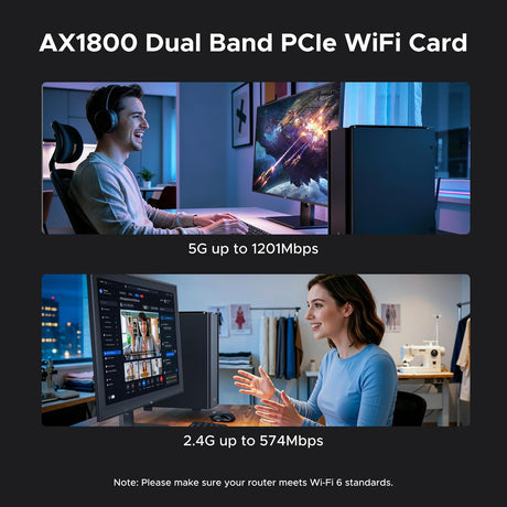 UGREEN 75617 AX1800 dual band PCIe WiFi card in use