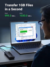 UGREEN NVMe M.2 এক্সটার্নাল SSD এনক্লোজার 10Gbps USB 3.2 অ্যালুমিনিয়াম টুল-ফ্রি কেস PCI-E NVMe রিডার USB C সাপোর্ট করে M এবং B&amp;M কী সাইজ 2230/2242 /2260/2280 SSD - কালো (15512) 