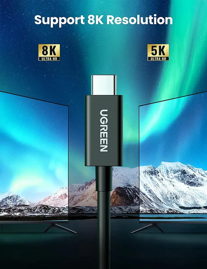 UGREEN 0.8M/2.6FT 100W Thunderbolt 4 USB-C to USB-C Cable Fast Charging, 8K Video, Black (30389) Ugreen