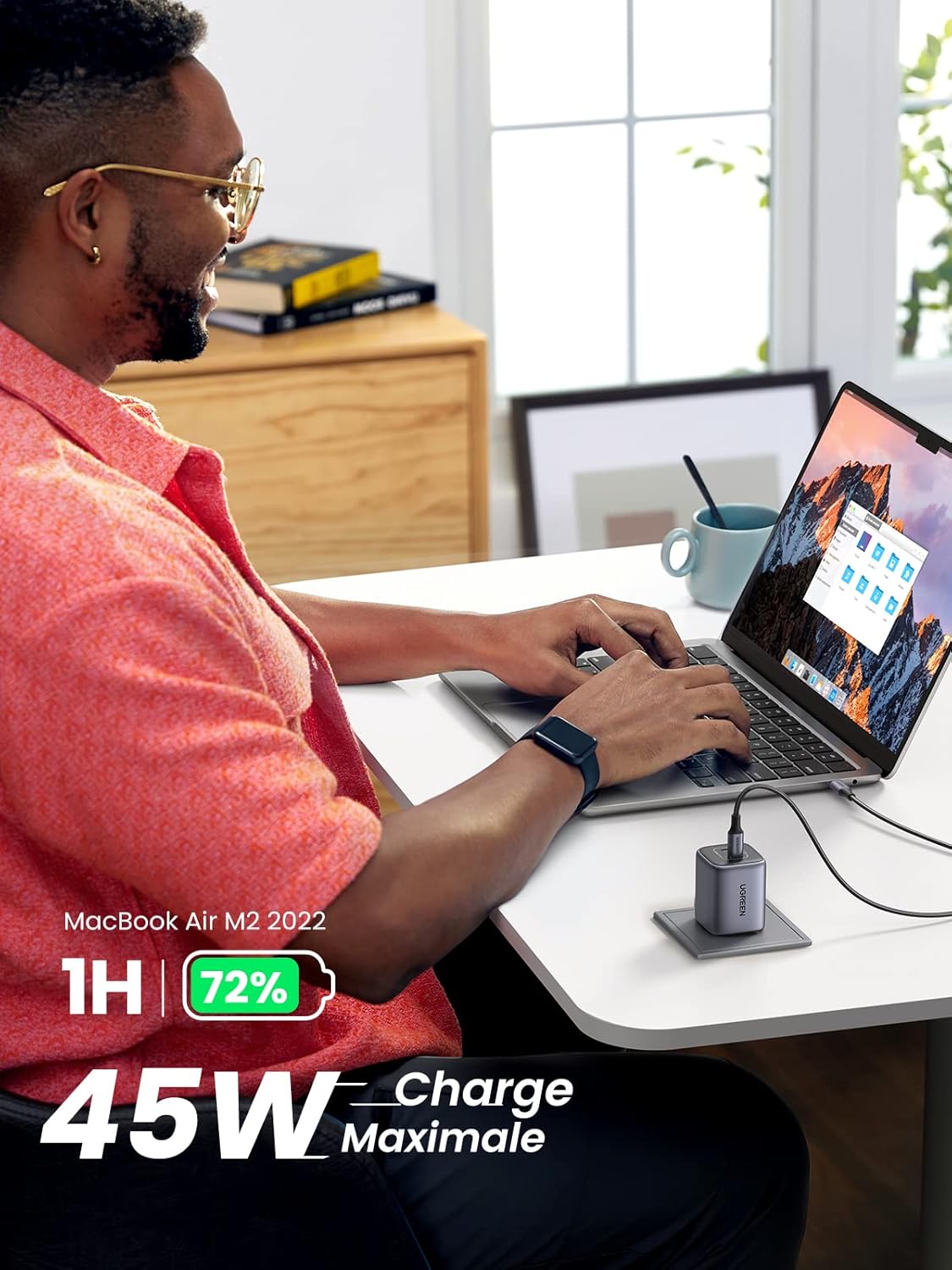 UGREEN 45W Nexode 2-Port USB C Charger GaN II Tech Galaxy S22 Ultra S21 MacBook Air iPhone 14 Pro Max Plus Wall (90573)