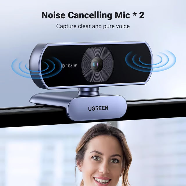 UGREEN USB वेबकैम, FHD 1080P/30fps माइक्रोफ़ोन के साथ PC वेबकैम के लिए, स्पष्ट स्टीरियो ऑडियो, ऑटो लाइट सुधार, लाइव स्ट्रीमिंग, वीडियो कॉलिंग, अध्ययन, सम्मेलन आदि के लिए 85° व्यू वेब कैम। (15728)