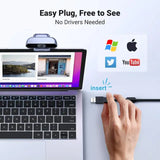 UGREEN USB वेबकैम, FHD 1080P/30fps माइक्रोफ़ोन के साथ PC वेबकैम के लिए, स्पष्ट स्टीरियो ऑडियो, ऑटो लाइट सुधार, लाइव स्ट्रीमिंग, वीडियो कॉलिंग, अध्ययन, सम्मेलन आदि के लिए 85° व्यू वेब कैम। (15728)