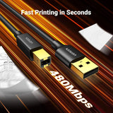 UGREEN USB 2.0 Printer Cable 5M A to B Male Gold Plated HP Canon Epson Dell Samsung Scanner Cord (10352)