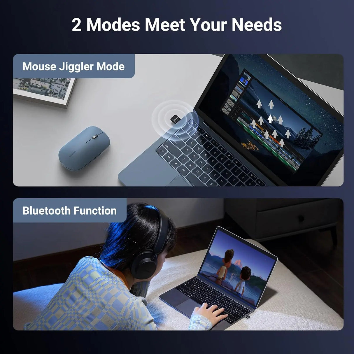 UGREEN Bluetooth 5.4 Adapter Mouse Jiggler USB Dongle Computer Laptop Mouse Mover Switch Button 2 Jiggle Mode Plug Play (35994)
