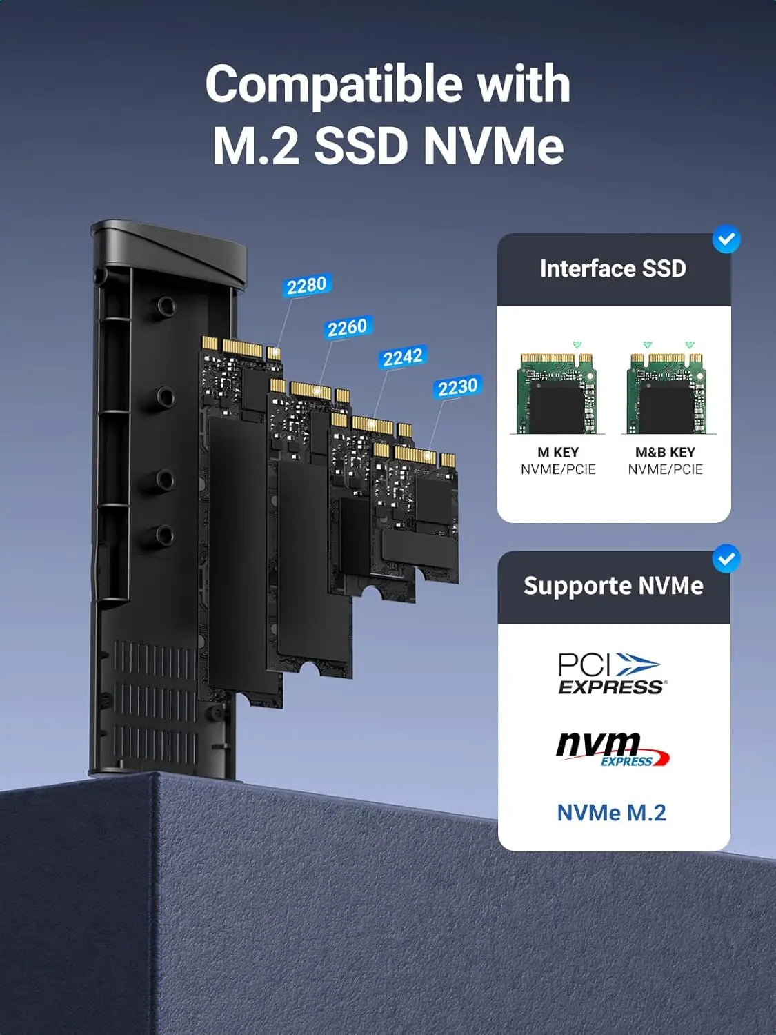 UGREEN M.2 NVMe SSD Enclosure 10Gbps USB 3.2 Gen 2 (10 Gbps) to NVME M-Key/(B+M) Key Solid State Drive External Enclosure Support UASP Trim for 2230/2242 /2260/2280 NVME SSDs (35267) Ugreen India