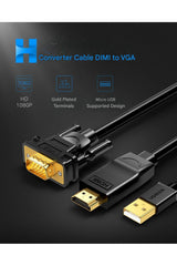 UGREEN HDMI to VGA Cable 1.5M Male to Male 1080P Full HD Video Converter Adapter Laptop PC Desktop Monitor Projector (30449)