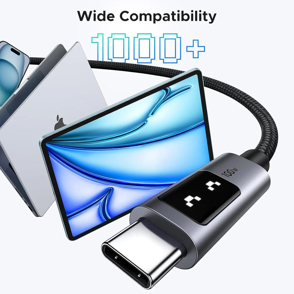 UGREEN UNO 100W USB-C cable wide compatibility with iPhone iPad MacBook Samsung Galaxy Pixel and USB-C devices