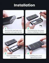 UGREEN USB-C M.2 NVMe SSD Enclosure 20Gbps USB 3.2 Gen 2x2 External Case M-Key M+B Key 2242 2260 2280 Tool-Free (80554)
