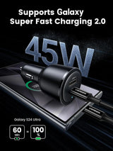 UGREEN 63W USB-C Car Charger PPS 45W Super Fast Charging 2.0 QC 18W Galaxy S24/S23/S22 iPhone 14/13 MacBook (90645)