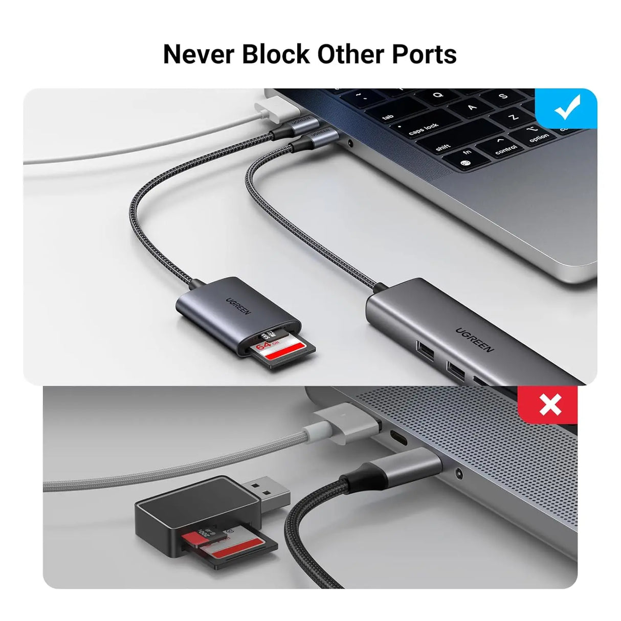 UGREEN USB-C SD Card Reader 2-in-1 5Gbps Micro SD TF Adapter OTG Camera MacBook iPad Pro Galaxy Android (80888)