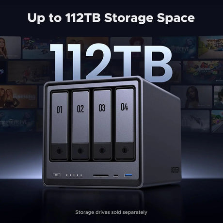 UGREEN NASync DXP4800 4-Bay Desktop NAS, Intel N100 Quad-core CPU, 8GB DDR5 RAM, 32G eMMC, 2 * 2.5GbE, 2 * M.2 NVMe Slots, 4K HDMI, Diskless (25372) Ugreen
