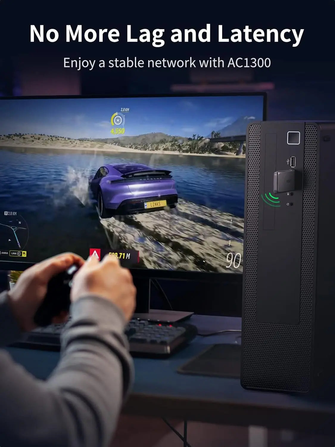 UGREEN AC1300 5G 2.4G ডুয়াল ব্যান্ড USB 3.0 ওয়াইফাই অ্যাডাপ্টার ডেস্কটপ পিসি মিনি ওয়্যারলেস কম্পিউটারের জন্য Windows 11/10/8.1/8/7, MacOS 10.11 Above (50340) এর সাথে সামঞ্জস্যপূর্ণ