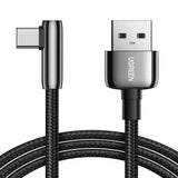 UGREEN 1m USB A 2.0 Right Angle  90 Degree Male to Usb C Male Braided Cable with Zinc Alloy Shell Compatible for Samsung Galaxy S10 S10e S9 Plus Note 9 8, LG G8 G7 V40 V20 V30, Moto Z Z3, Nintendo Switch etc. (70413) - Ugreen India