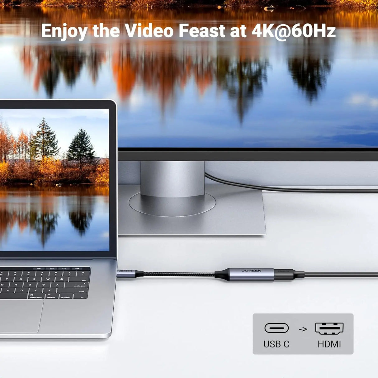 UGREEN USB C 3.1 to HDMI 2.0 Adapter Cable 4K 60Hz Thunderbolt iPad Pro MacBook Samsung S10 S9 Surface Pro Dell (70444)