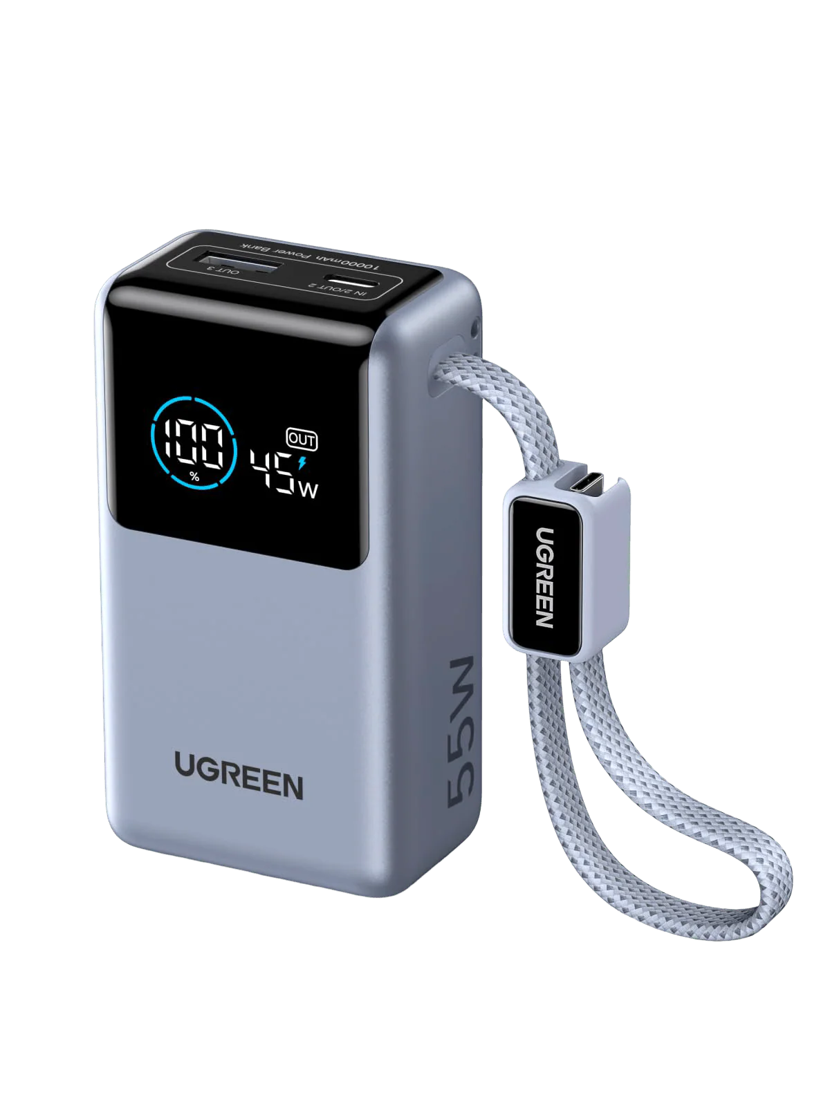 UGREEN Nexode PB727 75701B 10000mAh 55W power bank with built-in USB-C cable